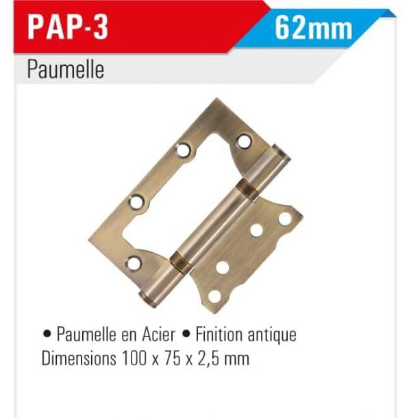 Paumelle extra plat 62mm – Image 2