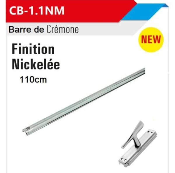 Tije Crémone nickelée 1,1m