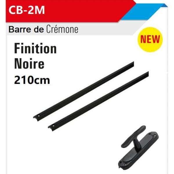 Tije cremone noir simple 2,1m
