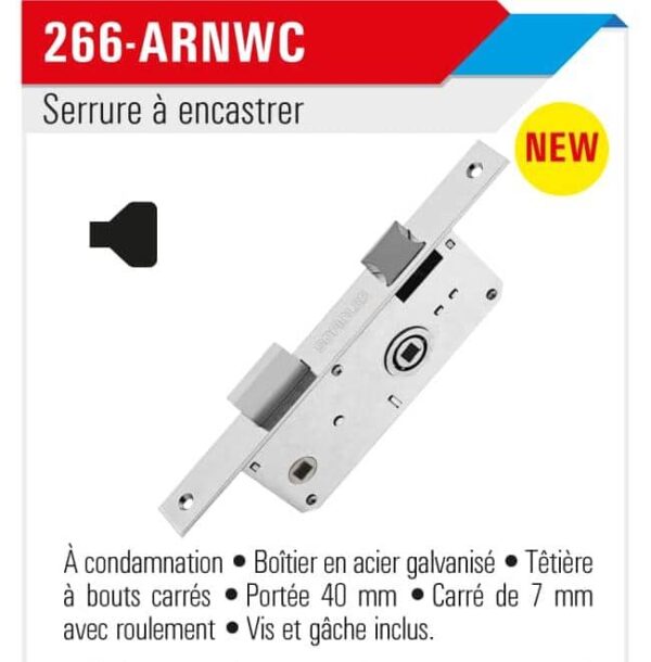 Serrure a encastrer 266 Nickelée