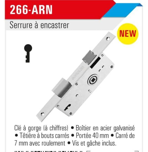 Serrure a encastrer 266 Nickelée – Image 2