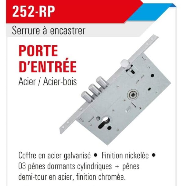 Serrure a encastrer 252 Nickelée