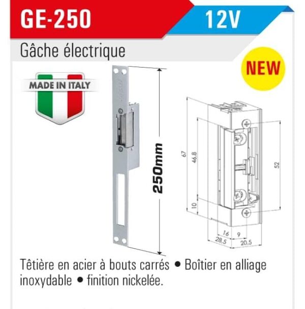 Gâche électrique 12v soficlef