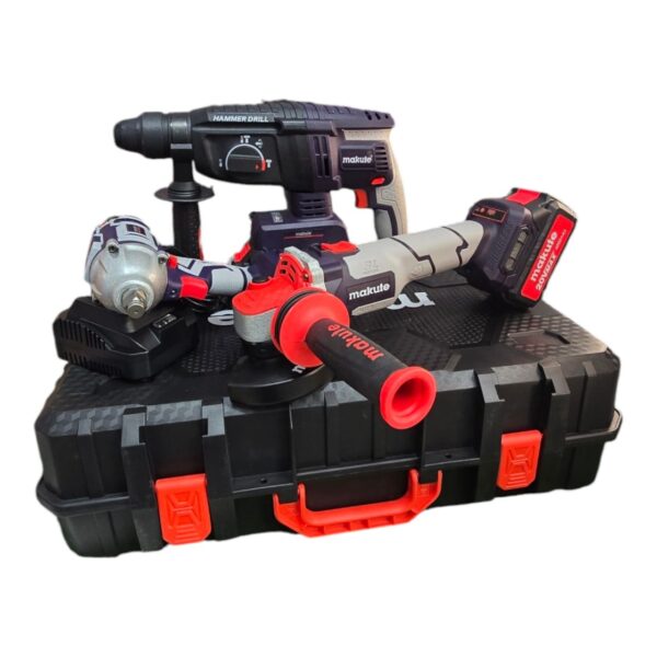 Kit brushless rechargeable perforateur / meuleuse / clé a choque 20v brushless makute