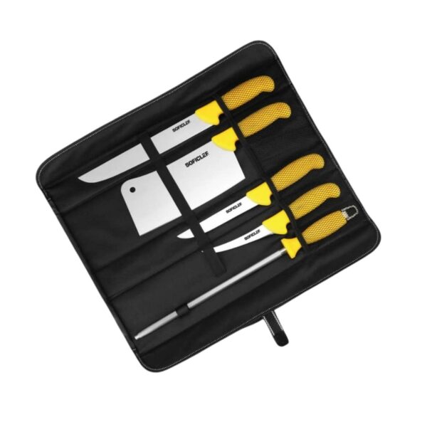 Kit couteaux carbon soficlef 5 pcs avec pauchette