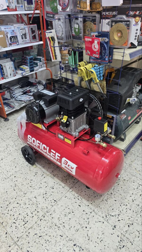 Compresseur air soficlef 3hp 100L a croix – Image 4