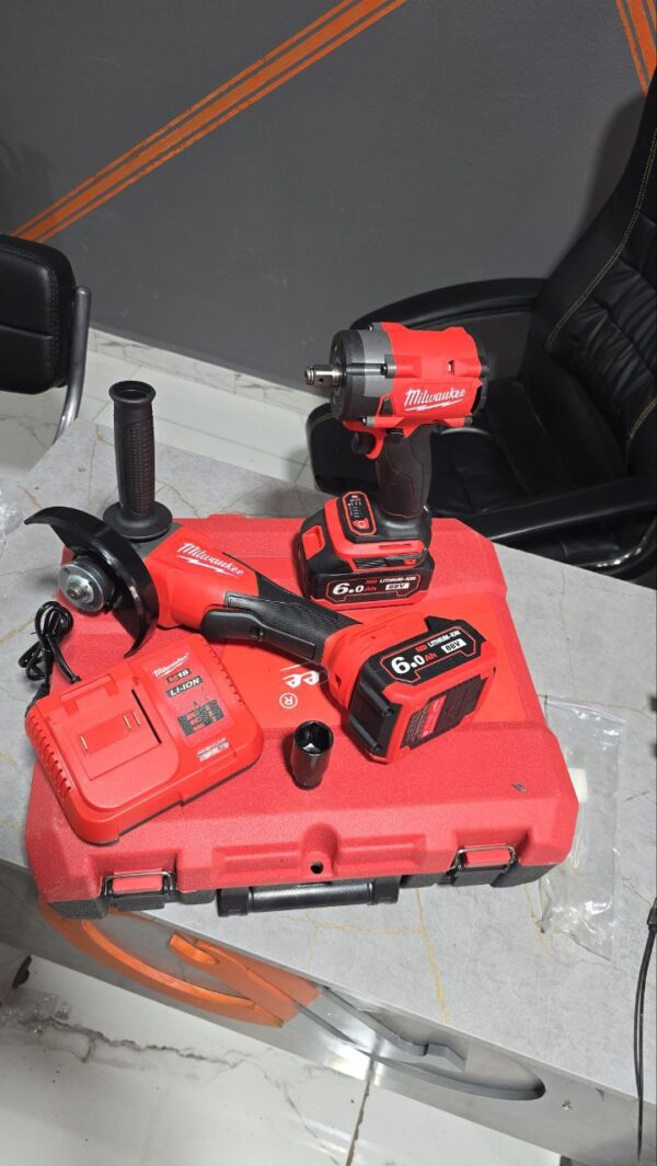 Kit a outils visseuse a choque et tronçonneuse a batterie – Image 8
