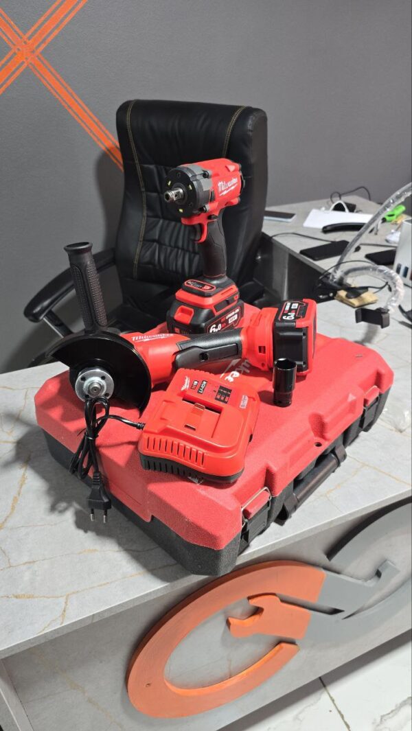 Kit a outils visseuse a choque et tronçonneuse a batterie – Image 3