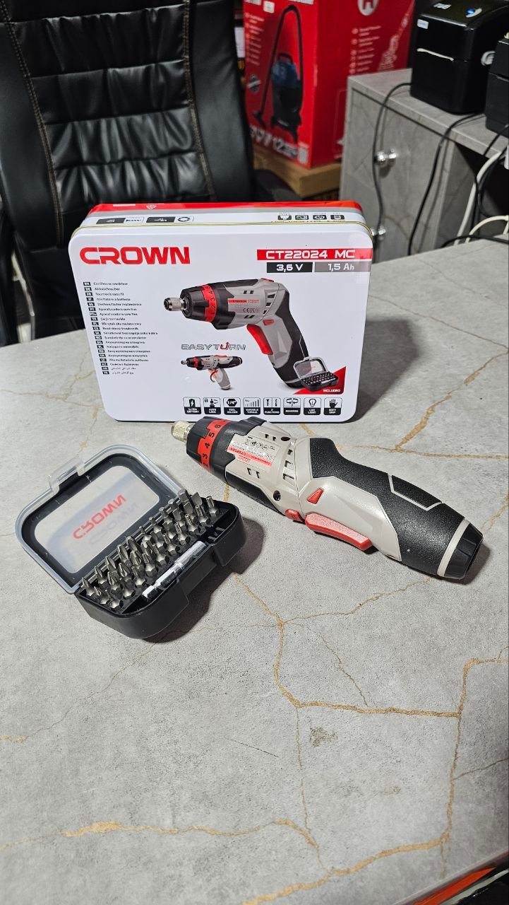 Tournevis sans fil 3.6V avec coffret d'embouts (Marque : CROWN - Modèle : CT22024 MC) – Image 6