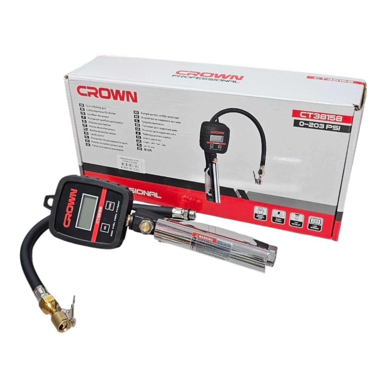 Pistolet de gonflage numérique CROWN 0-203 PSI (Réf: CT38158)