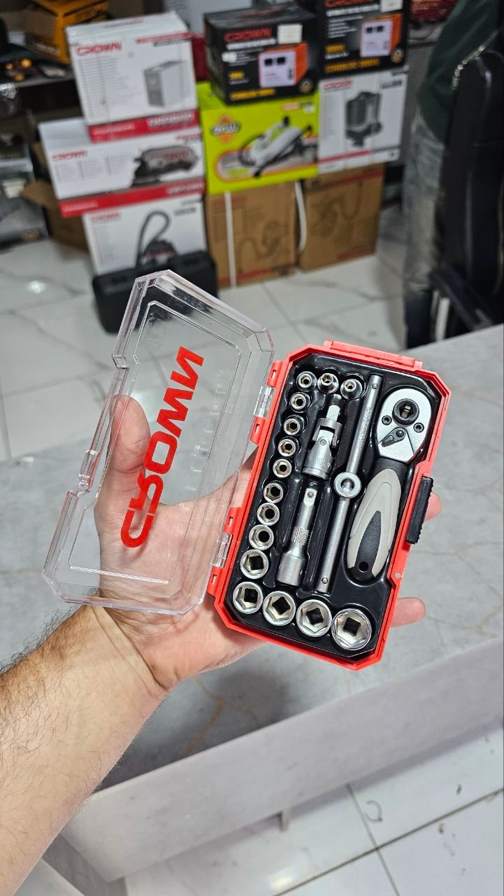 Coffret de douilles et clé à CLIQUET 1/4" - CROWN CPHSW-XI19 – Image 2