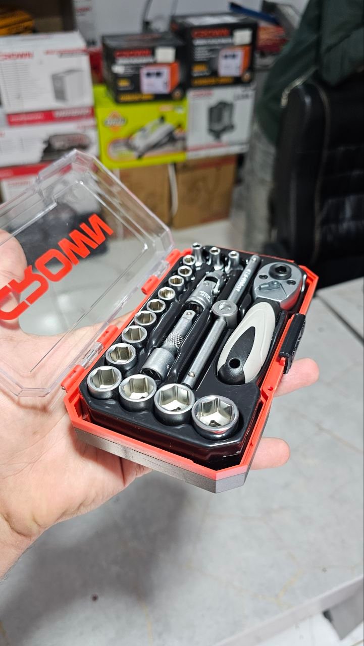 Coffret de douilles et clé à CLIQUET 1/4" - CROWN CPHSW-XI19 – Image 4