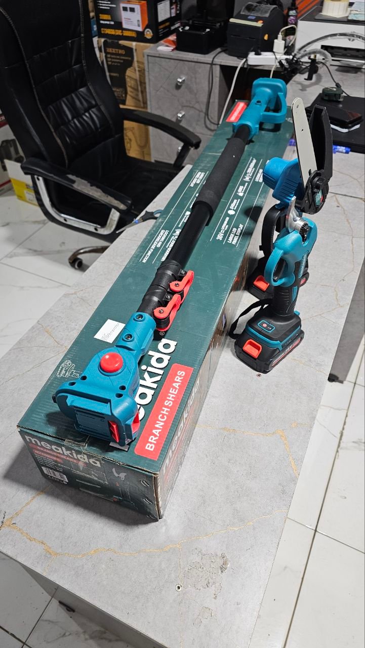 Meakida Pack 3 en 1 : Sécateur Électrique + Tronçonneuse Sans Fil + Perche Télescopique (36V) – Image 4